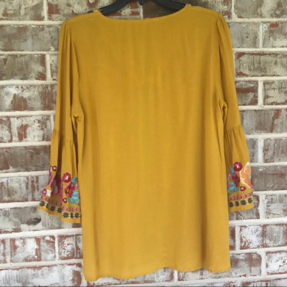 Gorgeous Yellow Boho Floral Bell Sleeve Blouse - Picture 4 of 4
